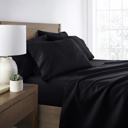 California King Black Essential Colors Microfiber Bed Sheet Set with Extra Pillowcases