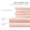 California King Blush Essential Colors Microfiber Bed Sheet Set with Extra Pillowcases