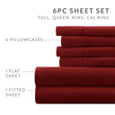 California King Burgundy Essential Colors Microfiber Bed Sheet Set with Extra Pillowcases