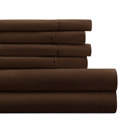 California King Chocolate Essential Colors Microfiber Bed Sheet Set with Extra Pillowcases