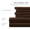 California King Chocolate Essential Colors Microfiber Bed Sheet Set with Extra Pillowcases