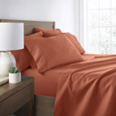 California King Clay Essential Colors Microfiber Bed Sheet Set with Extra Pillowcases