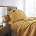 California King Gold Essential Colors Microfiber Bed Sheet Set with Extra Pillowcases