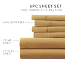 California King Gold Essential Colors Microfiber Bed Sheet Set with Extra Pillowcases