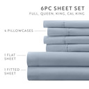 California King Light Blue Essential Colors Microfiber Bed Sheet Set with Extra Pillowcases