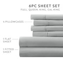 California King Light Gray Essential Colors Microfiber Bed Sheet Set with Extra Pillowcases