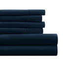 California King Navy Essential Colors Microfiber Bed Sheet Set with Extra Pillowcases