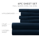 California King Navy Essential Colors Microfiber Bed Sheet Set with Extra Pillowcases