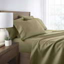 California King Sage Essential Colors Microfiber Bed Sheet Set with Extra Pillowcases