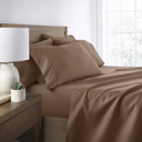 California King Taupe Essential Colors Microfiber Bed Sheet Set with Extra Pillowcases