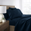 Full/Double Navy Essential Colors Microfiber Bed Sheet Set with Extra Pillowcases