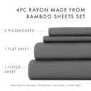 California King Gray 100% Rayon From Bamboo Silky Soft Sheet Set