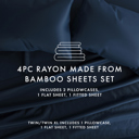 California King Navy 100% Rayon From Bamboo Silky Soft Sheet Set