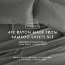 Full/Double Gray 100% Rayon From Bamboo Silky Soft Sheet Set