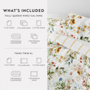 California King Chintz Floral Stripe Clay Bedding Bundle, Patterned Microfiber Comforter Set and Solid Sheet Set