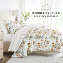 California King Chintz Floral Stripe Clay Bedding Bundle, Patterned Microfiber Comforter Set and Solid Sheet Set