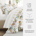 California King Chintz Floral Stripe Clay Bedding Bundle, Patterned Microfiber Comforter Set and Solid Sheet Set