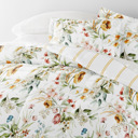 Full/Double Chintz Floral Stripe Clay Bedding Bundle, Patterned Microfiber Comforter Set and Solid Sheet Set