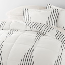 California King Diamond Stripe Gray Bedding Bundle, Patterned Microfiber Comforter Set and Solid Sheet Set