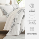 Full/Double Diamond Stripe Gray Bedding Bundle, Patterned Microfiber Comforter Set and Solid Sheet Set