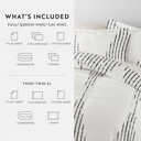 Queen Diamond Stripe Gray Bedding Bundle, Patterned Microfiber Comforter Set and Solid Sheet Set