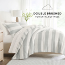 Full/Double Distressed Stripe Light Blue Bedding Bundle, Patterned Microfiber Comforter Set and Solid Sheet Set