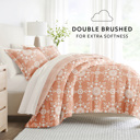 Full/Double Daisy Medallion Clay Bedding Bundle, Patterned Microfiber Comforter Set and Solid Sheet Set