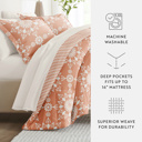 Full/Double Daisy Medallion Clay Bedding Bundle, Patterned Microfiber Comforter Set and Solid Sheet Set