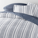 Full/Double Farmhouse Dreams Navy Bedding Bundle, Patterned Microfiber Comforter Set and Solid Sheet Set