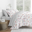 King Meadow Floral Stripe Pink Bedding Bundle, Patterned Microfiber Comforter Set and Solid Sheet Set