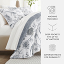 California King Molly Botanicals Light Blue Bedding Bundle, Patterned Microfiber Comforter Set and Solid Sheet Set