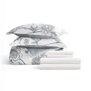 Full/Double Molly Botanicals Light Blue Bedding Bundle, Patterned Microfiber Comforter Set and Solid Sheet Set