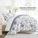 Twin Molly Botanicals Light Blue Bedding Bundle, Patterned Microfiber Comforter Set and Solid Sheet Set