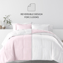 Full/Double Ditsy Floral Blush / White Bedding Bundle, Reversible Microfiber Comforter Set and Patterned Sheet Set