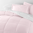 Full/Double Ditsy Floral Blush / White Bedding Bundle, Reversible Microfiber Comforter Set and Patterned Sheet Set