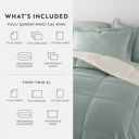 California King Modern Circles Eucalyptus / Natural Bedding Bundle, Reversible Microfiber Comforter Set and Patterned Sheet Set