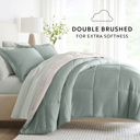 Full/Double Modern Circles Eucalyptus / Natural Bedding Bundle, Reversible Microfiber Comforter Set and Patterned Sheet Set