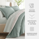 King Modern Circles Eucalyptus / Natural Bedding Bundle, Reversible Microfiber Comforter Set and Patterned Sheet Set