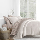 Full/Double Blooming Floral Natural / Latte Bedding Bundle, Reversible Microfiber Comforter Set and Patterned Sheet Set