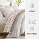 King Blooming Floral Natural / Latte Bedding Bundle, Reversible Microfiber Comforter Set and Patterned Sheet Set