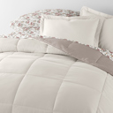 King Blooming Floral Natural / Latte Bedding Bundle, Reversible Microfiber Comforter Set and Patterned Sheet Set