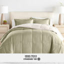 California King Beaded Arrows Sage / Ivory Bedding Bundle, Reversible Microfiber Comforter Set and Patterned Sheet Set