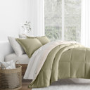 Full/Double Beaded Arrows Sage / Ivory Bedding Bundle, Reversible Microfiber Comforter Set and Patterned Sheet Set