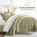 Full/Double Beaded Arrows Sage / Ivory Bedding Bundle, Reversible Microfiber Comforter Set and Patterned Sheet Set