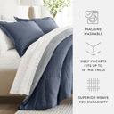 Full/Double Painted Meadow Stone / Light Gray Bedding Bundle, Reversible Microfiber Comforter Set and Patterned Sheet Set