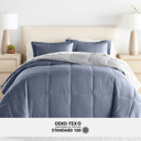 Queen Painted Meadow Stone / Light Gray Bedding Bundle, Reversible Microfiber Comforter Set and Patterned Sheet Set