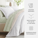 California King Floral Dream White / Ivory Bedding Bundle, Reversible Microfiber Comforter Set and Patterned Sheet Set