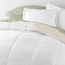 California King Floral Dream White / Ivory Bedding Bundle, Reversible Microfiber Comforter Set and Patterned Sheet Set