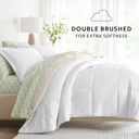 Full/Double Floral Dream White / Ivory Bedding Bundle, Reversible Microfiber Comforter Set and Patterned Sheet Set