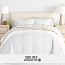 King Floral Dream White / Ivory Bedding Bundle, Reversible Microfiber Comforter Set and Patterned Sheet Set